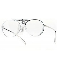 Aviator Round Aviator Clear Lens Glasses Unisex Vintage Fashion Eyeglasses - Silver - CF184RIHQU8 $19.25