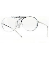 Aviator Round Aviator Clear Lens Glasses Unisex Vintage Fashion Eyeglasses - Silver - CF184RIHQU8 $13.01