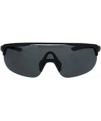 Shield Shield Goggle Style Sunglasses Oversized Half Rim Sporty Fashion UV 400 - Matte Black (Black) - CZ18UHTI8Y6 $22.84