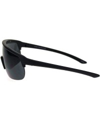 Shield Shield Goggle Style Sunglasses Oversized Half Rim Sporty Fashion UV 400 - Matte Black (Black) - CZ18UHTI8Y6 $14.24