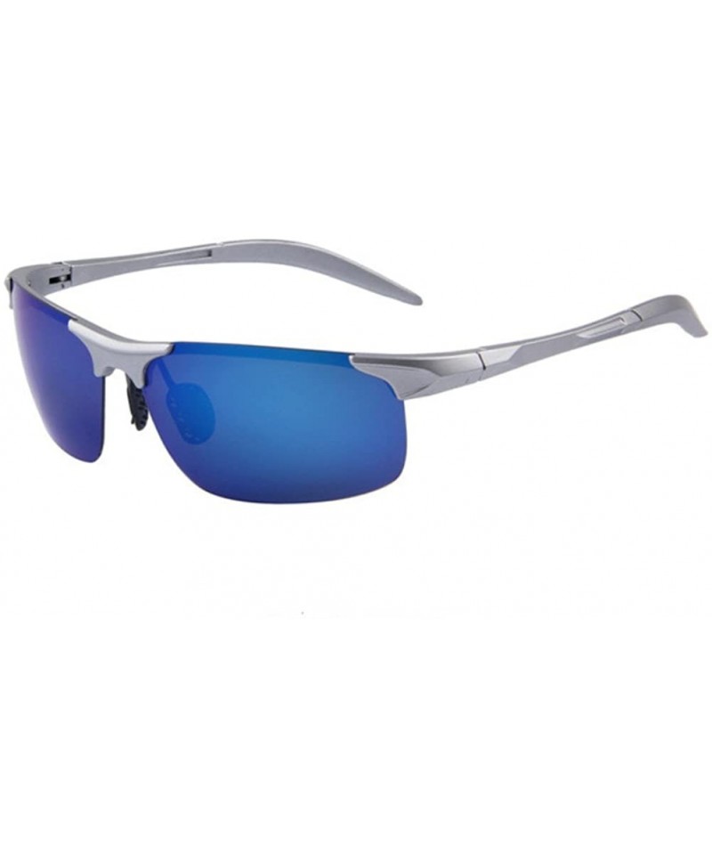 Rimless Men's UV400 Polarized Driving Sunglasses Ultra Lightweight Sun Glasses - Blue - CO17YW5ZX4L $9.11