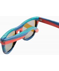 Square Men Wooden Sunglasses- Bamboo Wood Sunglasses for Women with Polarized Lens - Red - CL18TTYSNO9 $29.43