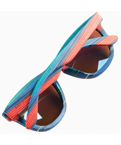 Square Men Wooden Sunglasses- Bamboo Wood Sunglasses for Women with Polarized Lens - Red - CL18TTYSNO9 $29.43