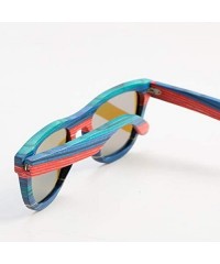 Square Men Wooden Sunglasses- Bamboo Wood Sunglasses for Women with Polarized Lens - Red - CL18TTYSNO9 $29.43