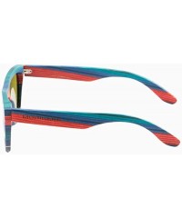 Square Men Wooden Sunglasses- Bamboo Wood Sunglasses for Women with Polarized Lens - Red - CL18TTYSNO9 $29.43