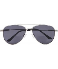 Aviator Bifocal Sunglasses - Polit Style Reading Sunglass with Memory Bridge and Arm - Silver Frame Grey Lens - C418EG0W5QX $...