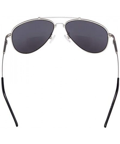 Aviator Bifocal Sunglasses - Polit Style Reading Sunglass with Memory Bridge and Arm - Silver Frame Grey Lens - C418EG0W5QX $...