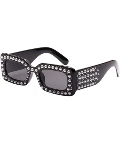Rimless Fashion Women Pearl Square Frame Frame Shades Sunglasses Integrated UV Protection Glasses - A - C118D4KW69I $20.60