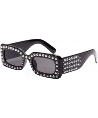 Rimless Fashion Women Pearl Square Frame Frame Shades Sunglasses Integrated UV Protection Glasses - A - C118D4KW69I $20.60