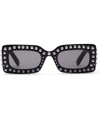 Rimless Fashion Women Pearl Square Frame Frame Shades Sunglasses Integrated UV Protection Glasses - A - C118D4KW69I $20.60