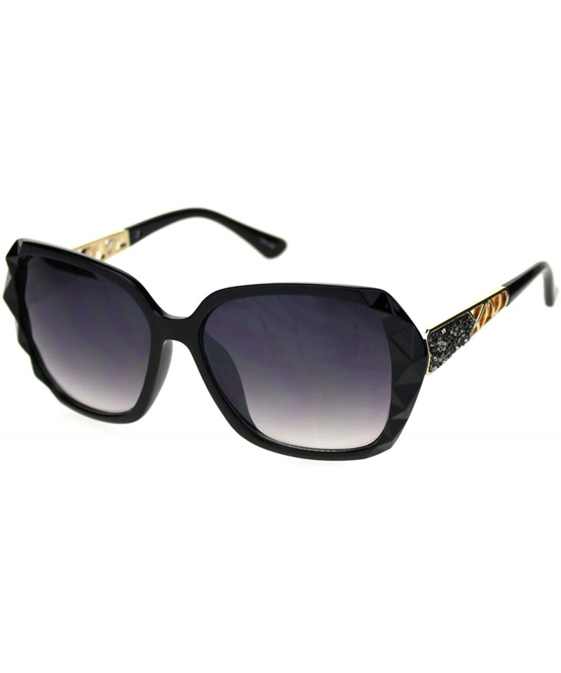 Butterfly Womens Sugar Rock Candy Metal Glitter Butterfly Sunglasses - Black Gold Smoke - CN18S4D0DXI $11.75