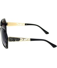 Butterfly Womens Sugar Rock Candy Metal Glitter Butterfly Sunglasses - Black Gold Smoke - CN18S4D0DXI $24.46
