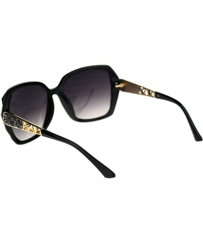 Butterfly Womens Sugar Rock Candy Metal Glitter Butterfly Sunglasses - Black Gold Smoke - CN18S4D0DXI $11.75