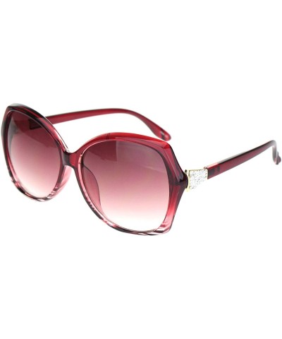 Butterfly Womens Jewel Rhinestone Hinge Bling Butterfly Sunglasses - Red Gradient Burgundy - C218O9O8CXD $23.52