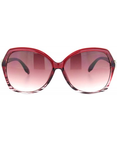 Butterfly Womens Jewel Rhinestone Hinge Bling Butterfly Sunglasses - Red Gradient Burgundy - C218O9O8CXD $15.89