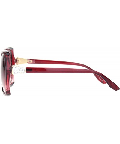 Butterfly Womens Jewel Rhinestone Hinge Bling Butterfly Sunglasses - Red Gradient Burgundy - C218O9O8CXD $15.89