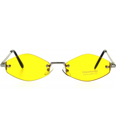Rimless Womens Hippie Pimp Diamond Shape Rimless Metal Rim Sunglasses - Yellow - CA18D463S5O $11.51