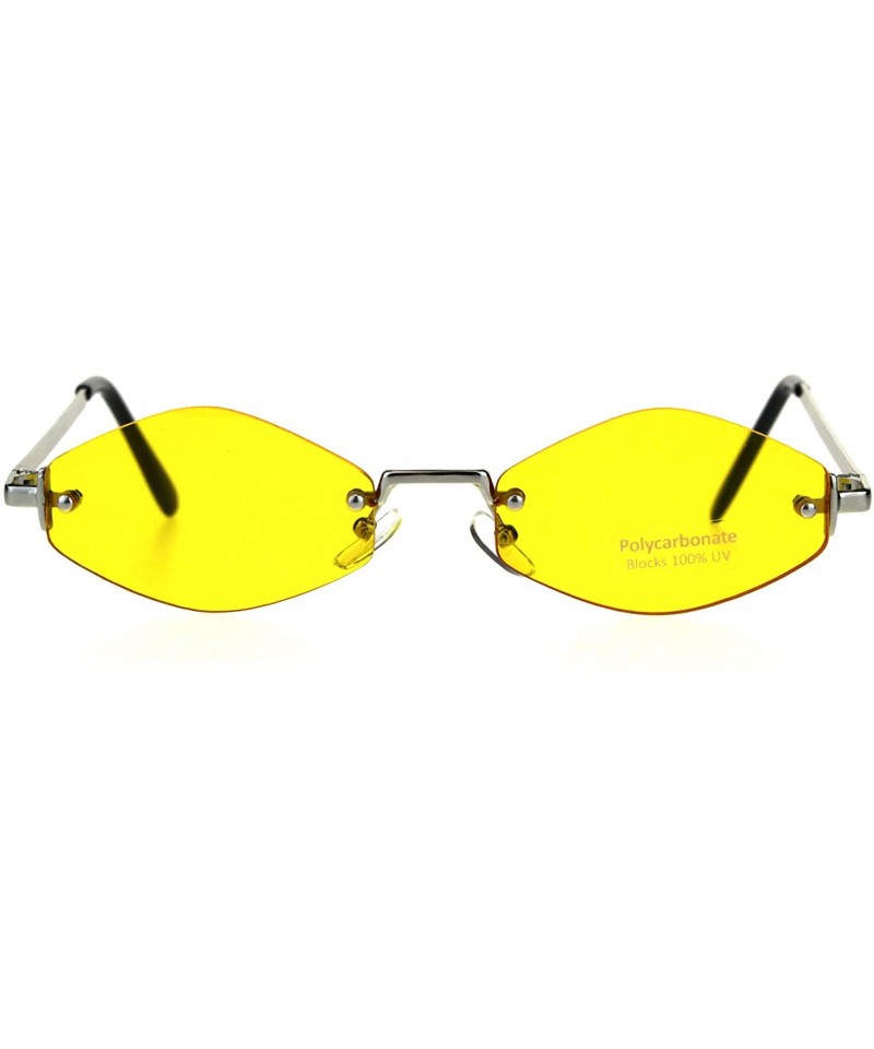 Rimless Womens Hippie Pimp Diamond Shape Rimless Metal Rim Sunglasses - Yellow - CA18D463S5O $23.03