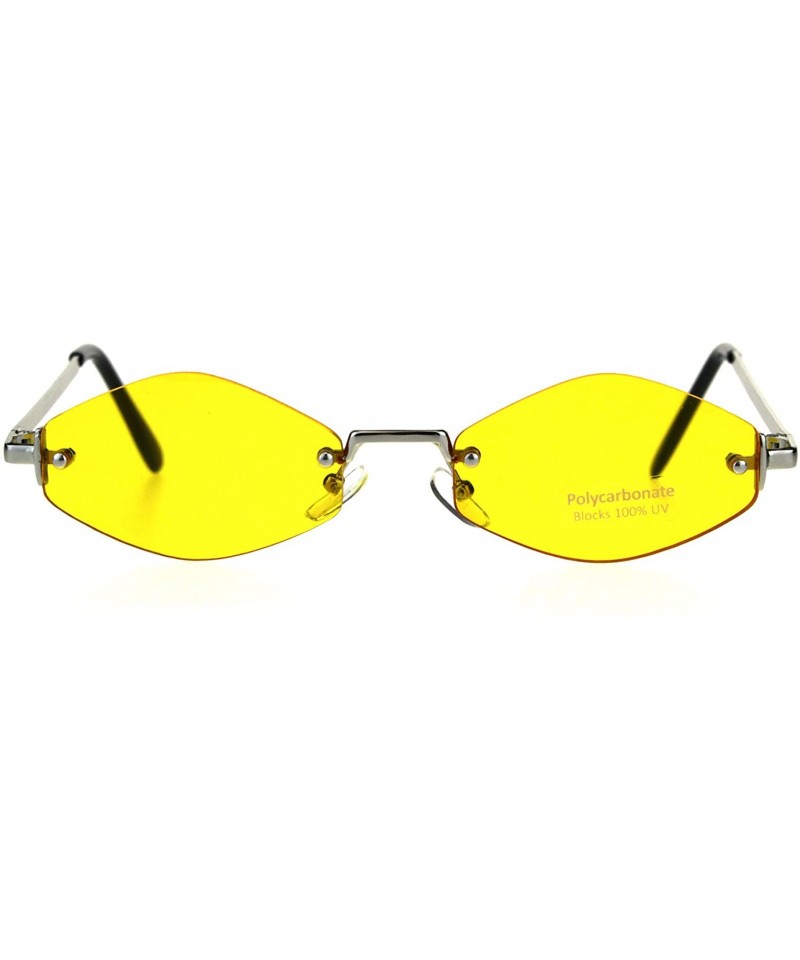 Womens Hippie Pimp Diamond Shape Rimless Metal Rim Sunglasses - Yellow ...