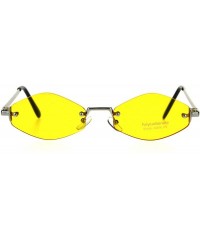 Rimless Womens Hippie Pimp Diamond Shape Rimless Metal Rim Sunglasses - Yellow - CA18D463S5O $11.51