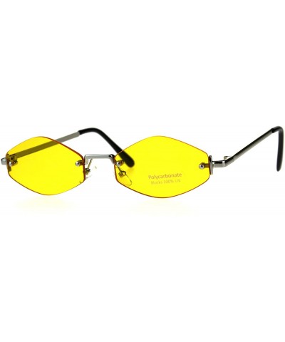 Rimless Womens Hippie Pimp Diamond Shape Rimless Metal Rim Sunglasses - Yellow - CA18D463S5O $11.51