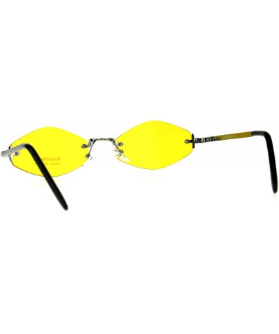 Rimless Womens Hippie Pimp Diamond Shape Rimless Metal Rim Sunglasses - Yellow - CA18D463S5O $11.51