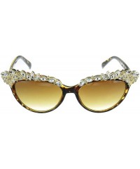 Shield Magnifique" Women's Crystal Embellished Cateye Fashion Trendy Sunglasses - Tortoise - CH12IEK6AEX $33.50