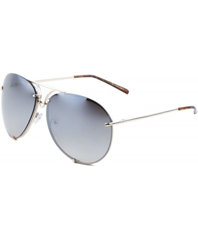 Rimless Large Rimless Aviator Sunglasses Mirror Lens Runway Fashion Mens Womens Eyewear - Gold/Silver - CR17YD42W0M $22.93