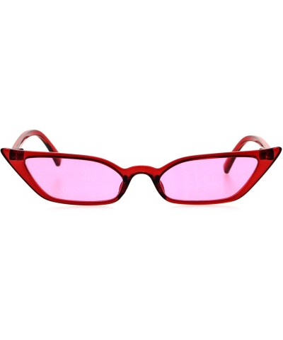 Cat Eye Womens Retro Vintage Style Narrow Cat Eye Goth Plastic Sunglasses - Red Pink - CQ18EYDWHOE $11.15