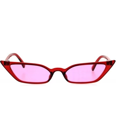 Cat Eye Womens Retro Vintage Style Narrow Cat Eye Goth Plastic Sunglasses - Red Pink - CQ18EYDWHOE $22.61
