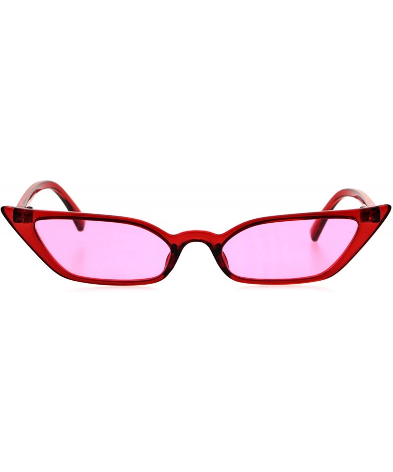 Cat Eye Womens Retro Vintage Style Narrow Cat Eye Goth Plastic Sunglasses - Red Pink - CQ18EYDWHOE $23.23