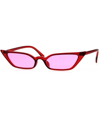 Cat Eye Womens Retro Vintage Style Narrow Cat Eye Goth Plastic Sunglasses - Red Pink - CQ18EYDWHOE $11.15