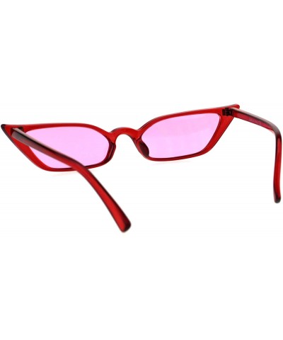 Cat Eye Womens Retro Vintage Style Narrow Cat Eye Goth Plastic Sunglasses - Red Pink - CQ18EYDWHOE $11.15