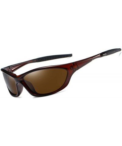 Sport Polarized Sport Sunglasses for Men Women Cycling Driving Fishing Running Golf Baseball - Brown Brown - CK193XI85TH $13.33