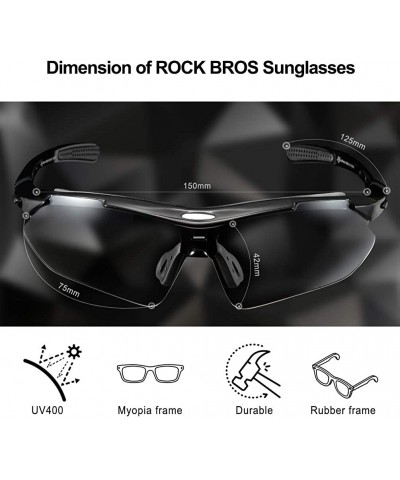 Rectangular Sunglasses Photochromic for Men Running Fishing Biking Sunglasses UV Protection Glasses - Black - CC194KT6ANG $21.53