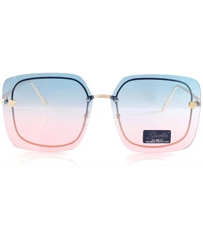 Square Oversize Square Inner Rim Oceanic Gradient Flat Lens Sunglasses A228 - Greenish Blue Pink - C118HA0T3D3 $24.84