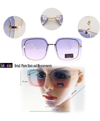 Square Oversize Square Inner Rim Oceanic Gradient Flat Lens Sunglasses A228 - Greenish Blue Pink - C118HA0T3D3 $25.50