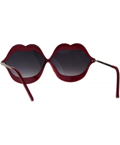 Round Retro Lip Shape Funky Hippie Unique Party Shade Sunglasses - Red - C91867RR4OW $14.54