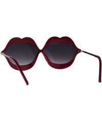 Round Retro Lip Shape Funky Hippie Unique Party Shade Sunglasses - Red - C91867RR4OW $24.66