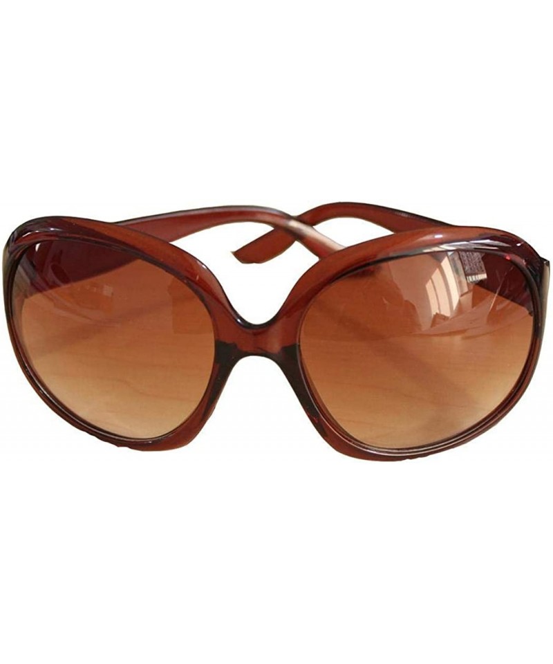 Oval Women Retro Style Anti-UV Sunglasses Big Frame Fashion Sunglasses Sunglasses - Brown - CF18ONCQ8EY $13.91
