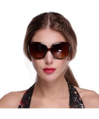 Oval Women Retro Style Anti-UV Sunglasses Big Frame Fashion Sunglasses Sunglasses - Brown - CF18ONCQ8EY $7.79