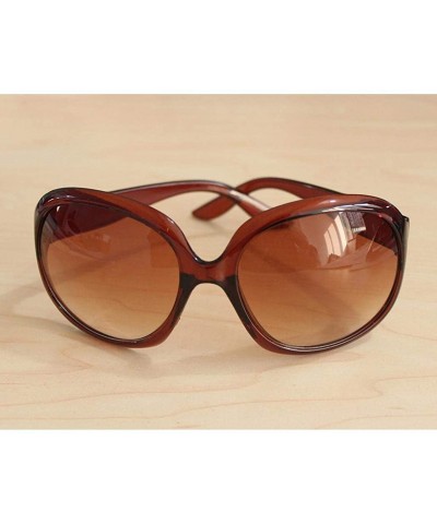 Oval Women Retro Style Anti-UV Sunglasses Big Frame Fashion Sunglasses Sunglasses - Brown - CF18ONCQ8EY $13.91