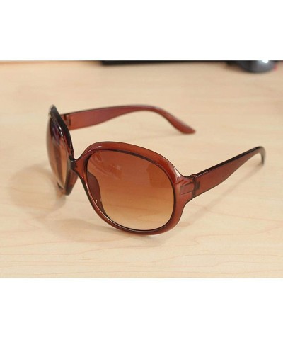 Oval Women Retro Style Anti-UV Sunglasses Big Frame Fashion Sunglasses Sunglasses - Brown - CF18ONCQ8EY $7.79