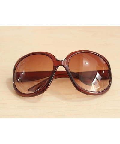 Oval Women Retro Style Anti-UV Sunglasses Big Frame Fashion Sunglasses Sunglasses - Brown - CF18ONCQ8EY $7.79