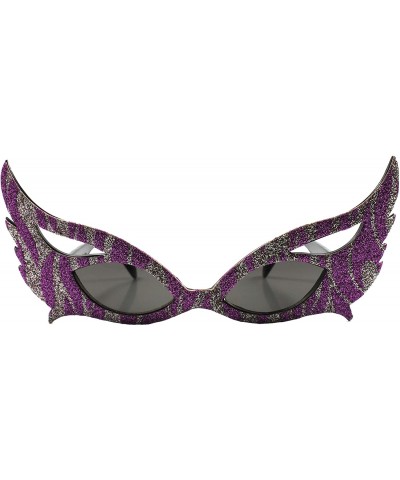 Oversized Party Rave Costume Futuristic Novelty Womens Masquerade Mask Sun Glasses - Purple & Silver - CE189RGHXO2 $22.87