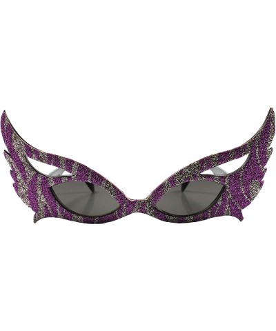 Oversized Party Rave Costume Futuristic Novelty Womens Masquerade Mask Sun Glasses - Purple & Silver - CE189RGHXO2 $23.81