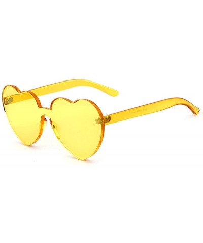 Rimless Heart Shaped Rimless Sunglasses Clout Goggles Candy Clear Lens Sun Glasses for Women Girls - Yellow - C9180N8403T $10.35