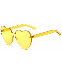 Rimless Heart Shaped Rimless Sunglasses Clout Goggles Candy Clear Lens Sun Glasses for Women Girls - Yellow - C9180N8403T $10.35