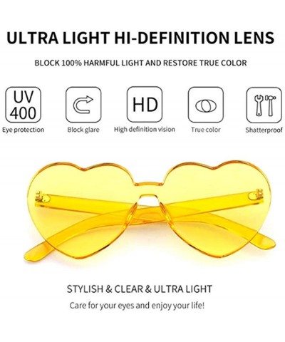 Rimless Heart Shaped Rimless Sunglasses Clout Goggles Candy Clear Lens Sun Glasses for Women Girls - Yellow - C9180N8403T $10.35