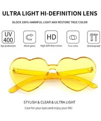 Rimless Heart Shaped Rimless Sunglasses Clout Goggles Candy Clear Lens Sun Glasses for Women Girls - Yellow - C9180N8403T $10.35